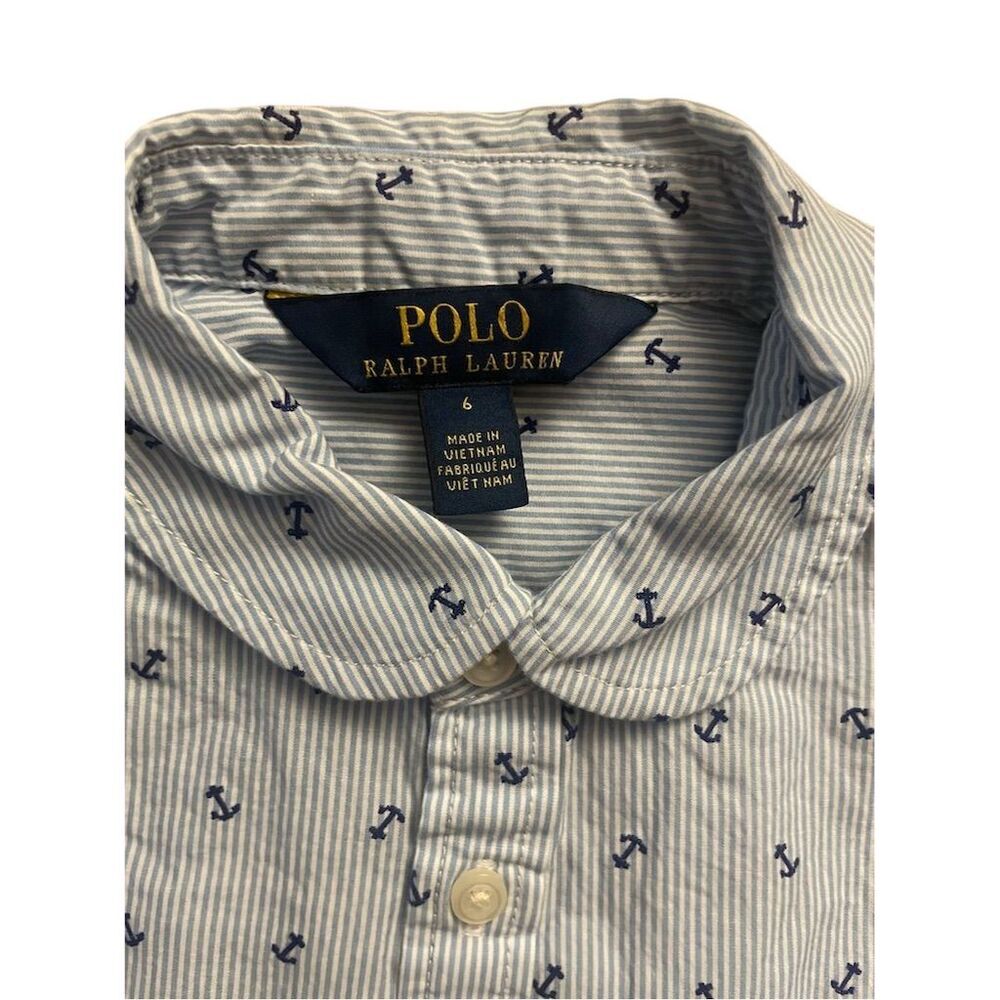 Polo Ralph Lauren Girls' Blue Anchor Print Shirtdress Size 6 Casual - Picture 4 of 5